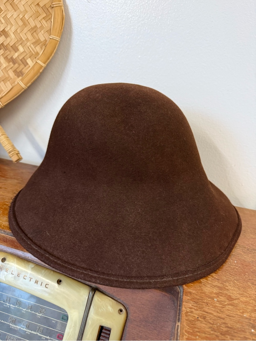Commodore Lite Felt Brown Wool Cloche Bucket Hat Packable Made USA